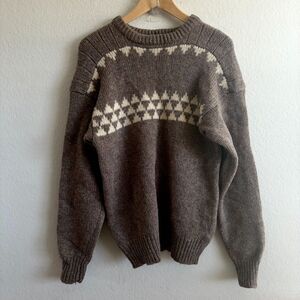 DONNER MOUNTAIN Vintage 90s Chunky Wool Brown Cozy Crewneck Sweater Mens Medium
